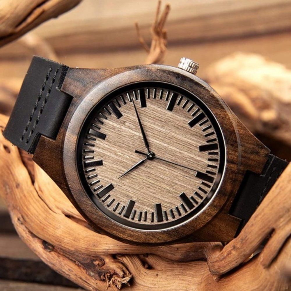 New Leather Wood Watch Natural